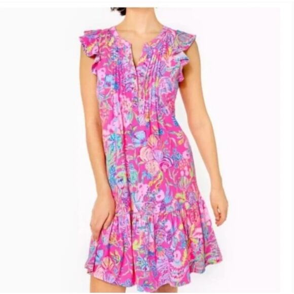 Lilly Pulitzer Golda Dress S NWOT Pink Isle Shell Me Something Good Coastal - Picture 1 of 8